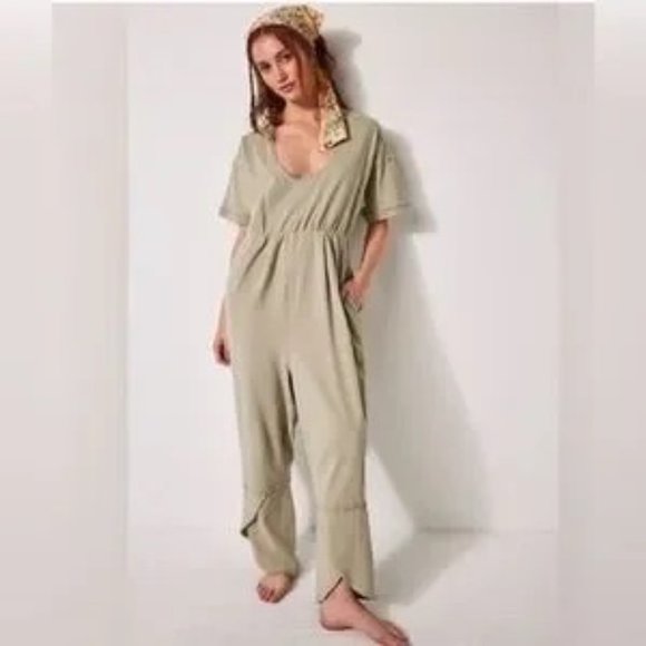 Intimately Free People Women's Cotton Good Side Jumpsuit Boho Green Size XS - Picture 6 of 14